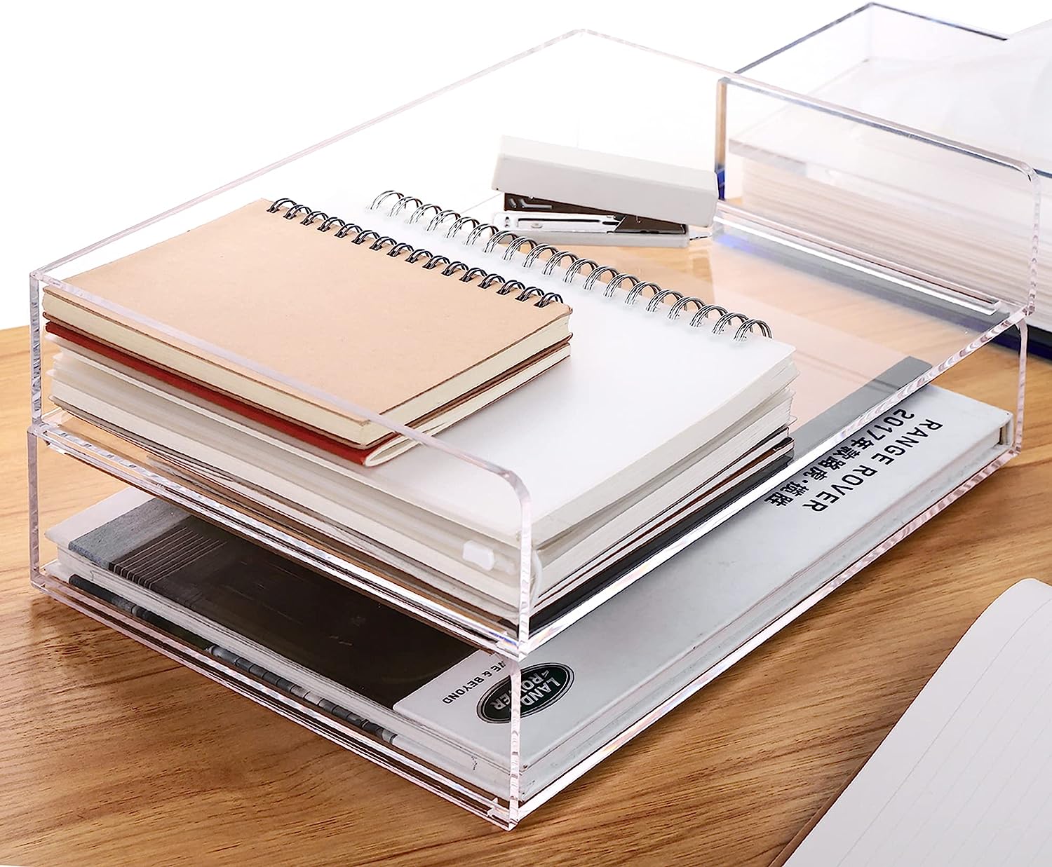 230816082213493_1 Paper Organizer Tray, Acrylic File Storage for Desk, Enlarged 4 Tiers Trays, Clear Letter Tray for Office Accessories (Multiple 4 Tier Enlarged) - Image 1